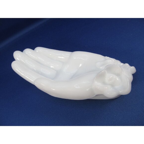 Vintage Milk Glass Hand Trinket Dish - Picture 6 of 8